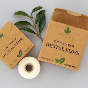 Eco Dental Floss 50 or 100m box / Corn Starch / Biodegradable / Zero Waste / Plastic Free / Vegan / Mint Flavour / Eco-friendly / Oral Care