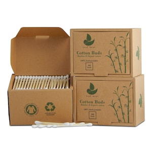 900 Organic Bamboo Cotton Buds / GOTS Certified / Recycled packaging / Eco Friendly gifts / Zero waste / Compostable / Vegan / Plastic free
