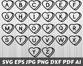 Heart Font SVG, Heart Letters SVG, Heart Alphabet SVG, Heart Monogram, Love Font, Printable, Cut Files, Cricut,Digital File,Instant Download