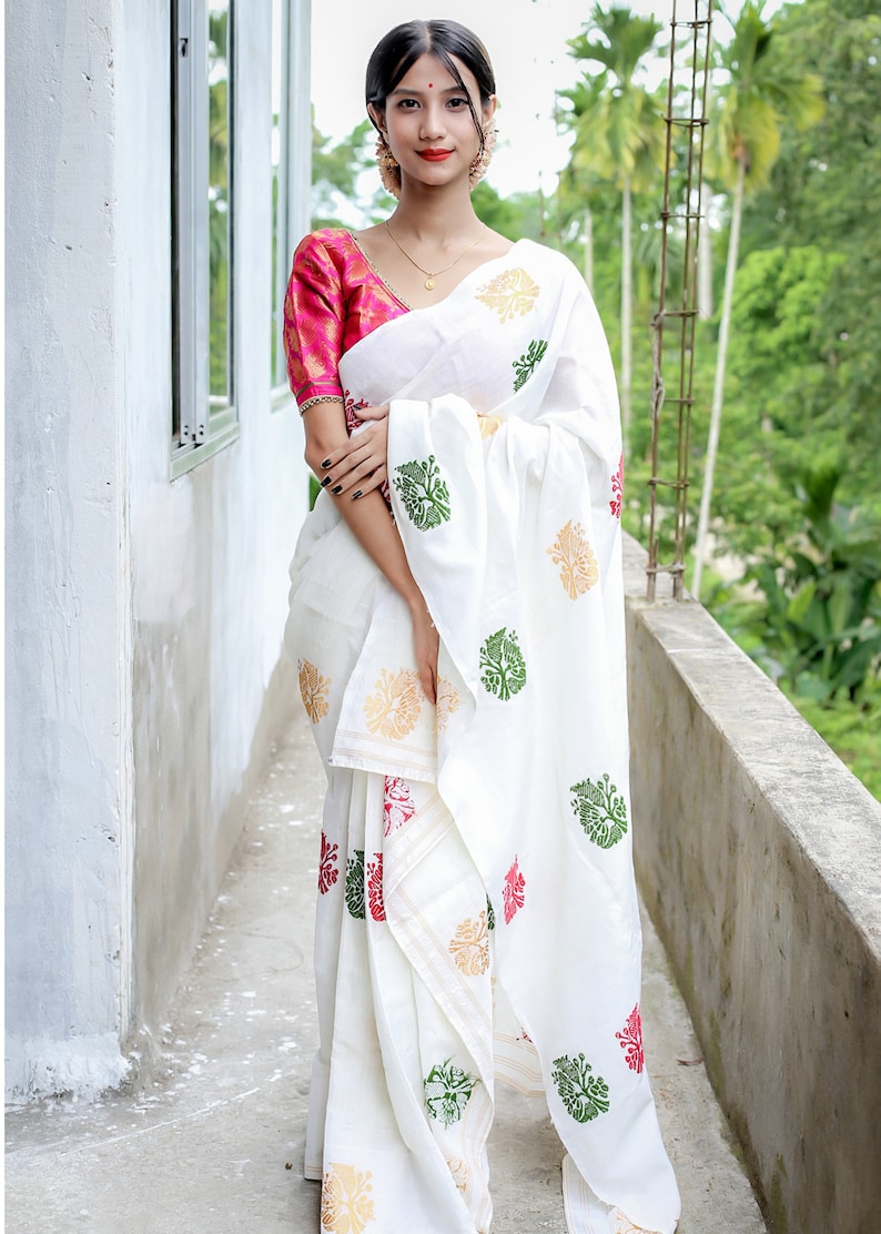 Pure Cotton Assam Handloom Saree - Etsy