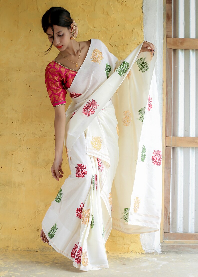 Pure Cotton Assam Handloom Saree Etsy Canada