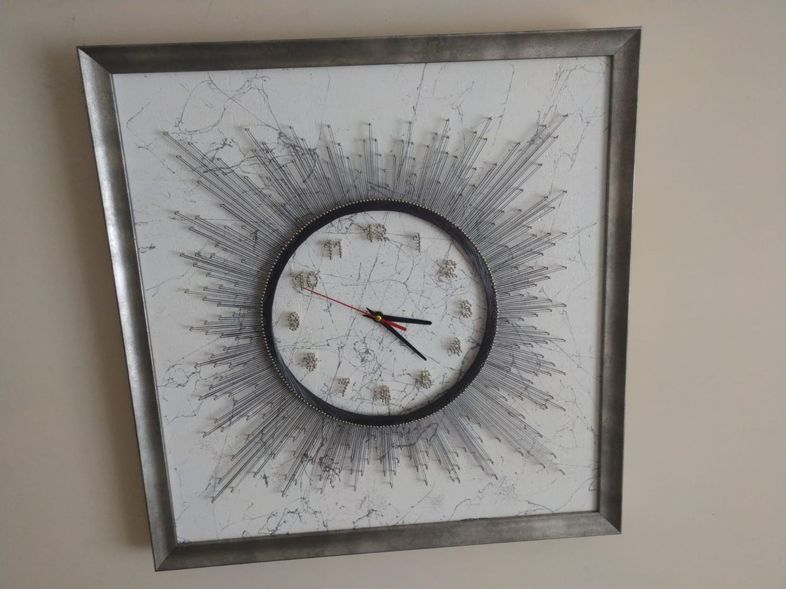 String art wall clock for living room new home gift living Etsy