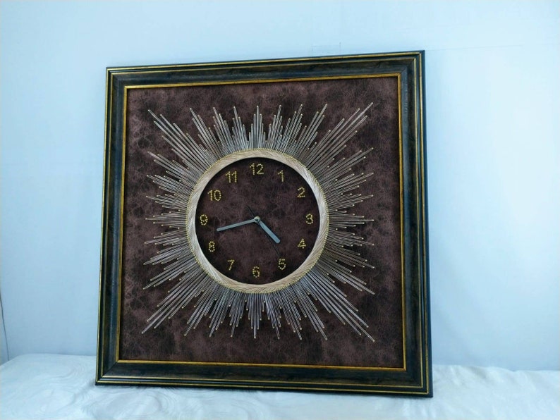 Framed philography wall clock string art wall decor purple Etsy