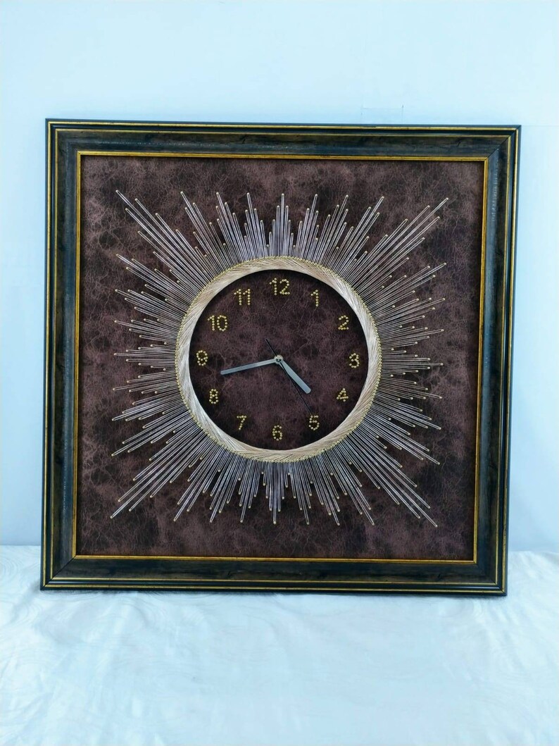 Framed philography wall clock string art wall decor purple Etsy