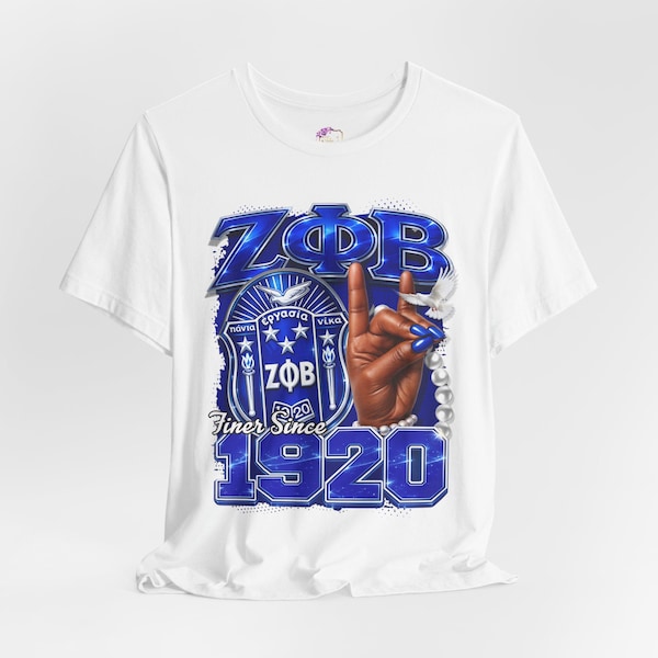 Camisa con símbolo de mano y letras griegas Zeta Phi Beta / 1920 I