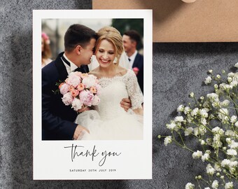 Wedding Thank You Card With Photo, Thank You Wedding Cards, Thank You Card Wedding, Personalised Thank You Cards, Thank You Photo Card #087