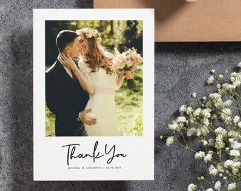 Wedding Thank You Cards With Photo, Wedding Photo Thank You Card, Thankyou Card, Photo Thank You Card, Photo Card, Wedding Picture Card #087