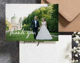 Double sided Wedding Thank You Cards With Photo, Thank You Wedding Cards, Personalised Thank You Cards, Thank You Photo Card, wedding #087