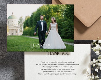 Wedding Thank You Card With Photo, Wedding Thank You Cards, Thank You Card Wedding, Personalised Thank You Cards, Thank You Photo Card #087