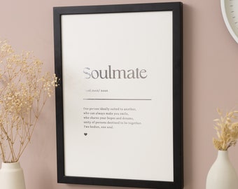 Soulmate Definition Print, Couples Anniversary Gift For Him, Gift for Her, Custom Birthday Gift For Bestie, Any Wording or Definition A4 A3