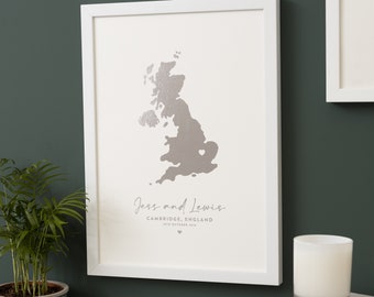 Where We First Met Custom Location Map Print For Couples, Boyfriend, Girlfriend, Husband, Wife, Personalised Anniversary Destination Print