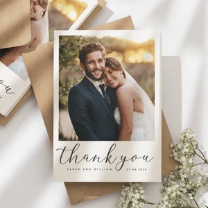 Photo Wedding Thank You Cards, Folded Wedding Card With Photo, Thank You Cards Wedding, Wedding Thank You, Thank You Wedding Card image 1