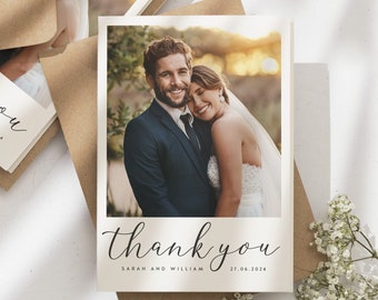 Photo Wedding Thank You Cards, Folded Wedding Card With Photo, Thank You Cards Wedding, Wedding Thank You, Thank You Wedding Card