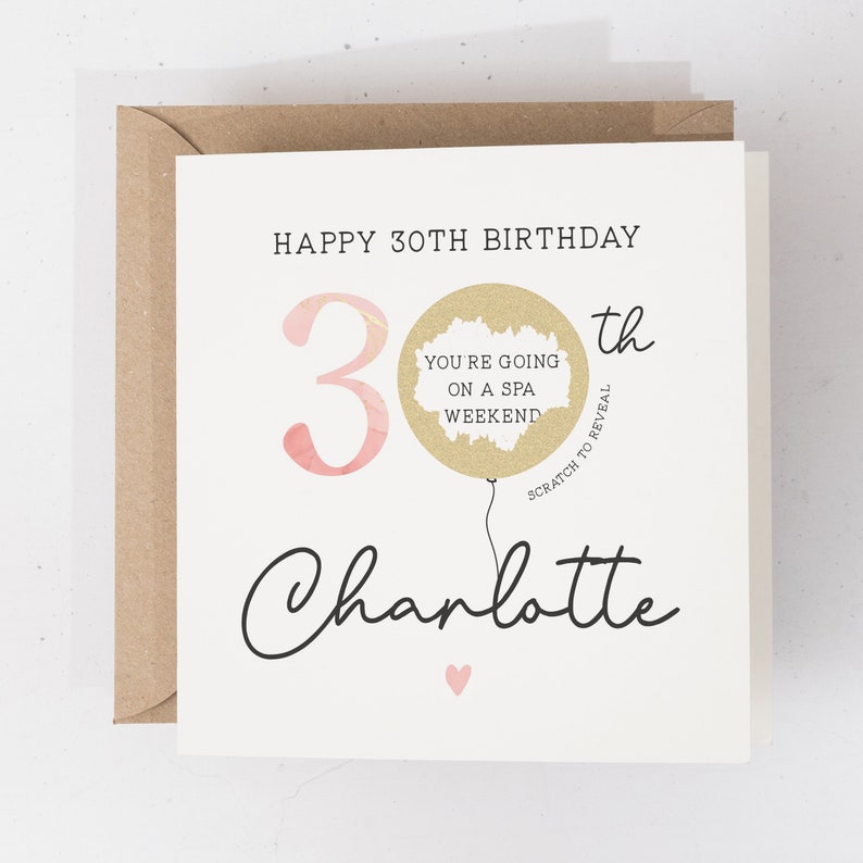 30th Birthday Surprise Scratch Card, Personalised Card For 30th, Scratch Off Birthday Card, Birthday Scratch and Reveal, Milestone Birthday image 1