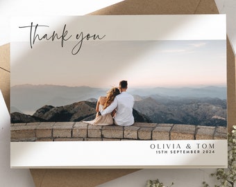 Wedding Thank You Cards, Black And White Thank You Cards Wedding, Wedding Thank You, Thank You Wedding Card, Folded Wedding Card With Photo