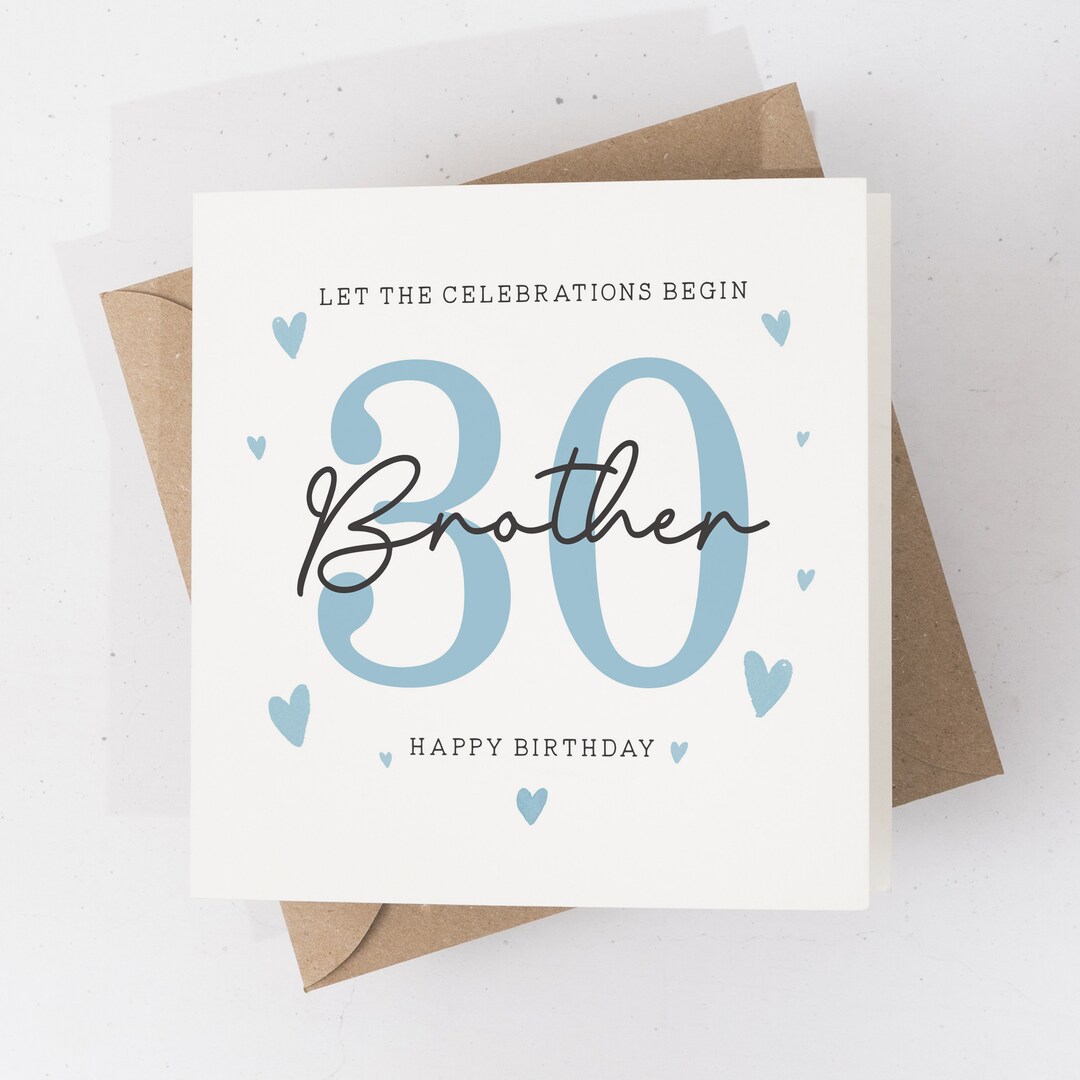 30th Birthday Brother Card Birthday Card for Brother 30th Etsy