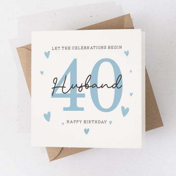 40th Birthday Card For Husband, Husband Fortieth Birthday Card, Husband 40th Birthday Gift, Happy 40th Birthday Card For Him