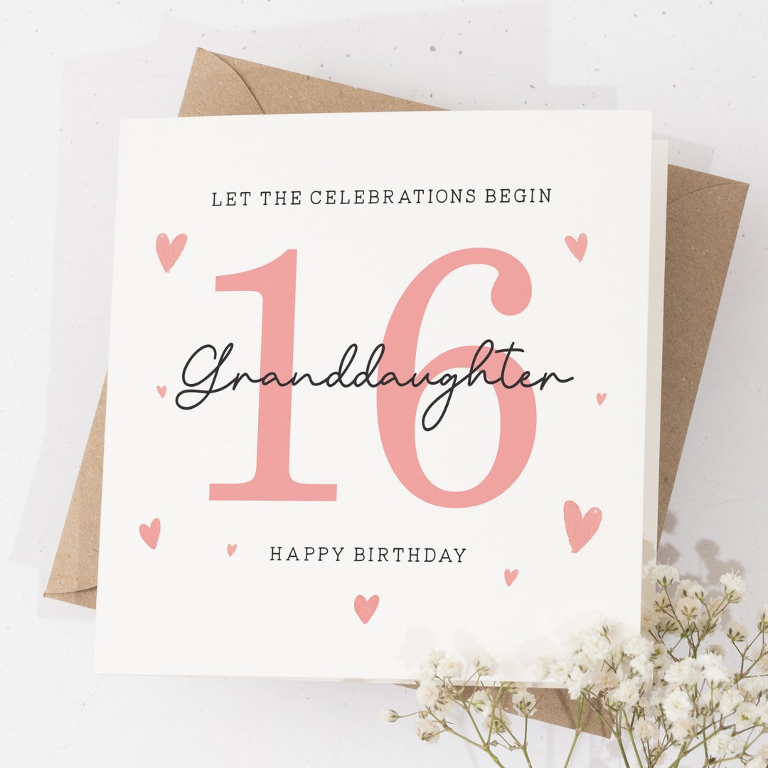 16th Birthday Card, for Granddaughter, Granddaughter 16th Birthday Card, 16th Birthday Card for