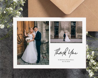 Wedding Thank You Card With Photo, Thank You Wedding Cards, Thank You Card Wedding, Personalised Thank You Cards, Thank You Photo Card #087