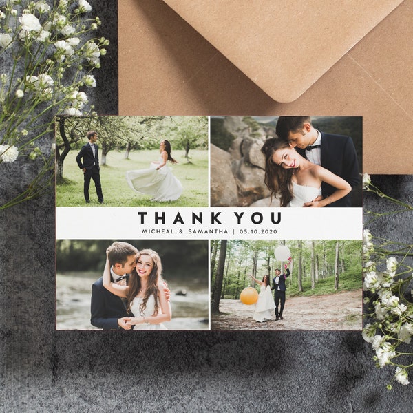 Newlywed Thank You, Wedding Thank You Cards, Wedding Thank You Cards With Photos, Personalised Thank You, Thank You Wedding Postcards #087