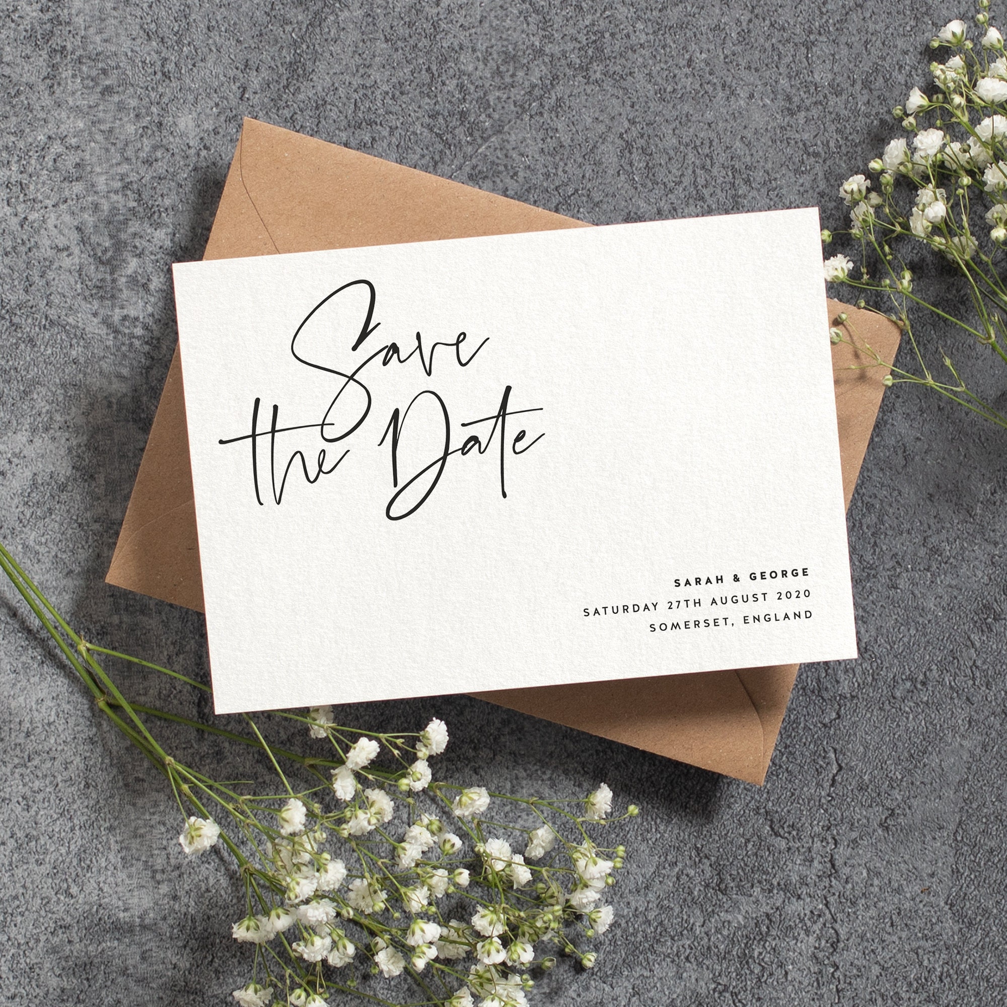 Black White Vintage Rustic Postcard Personalized Wedding Save The Date Cards  - Red Heart Print