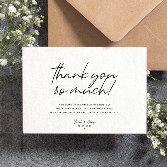Rustic Wedding 'Thank You' Card with an Envelope Personalised Other ...