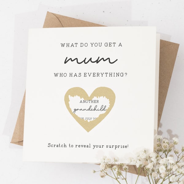 Pregnancy Reveal Card, Surprise Pregnancy Card, Grandchild Announcement, Personalised Card For Mum, Surprise Baby Announcement Card