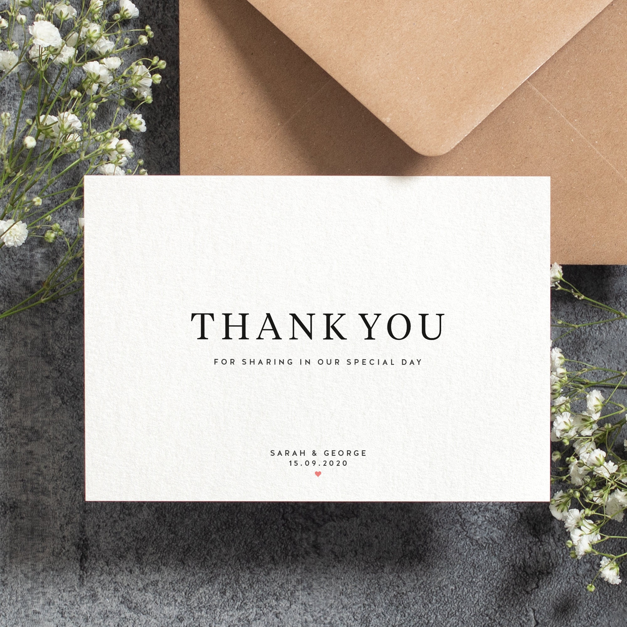 Premium POSTCARD Personalised Wedding Thank You Cards Includes Envs Photo 