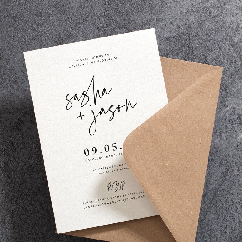 Personalized Wedding Invitations, Wedding Invite, Simple Wedding Invitation, Wedding Invite, Elegant, Classic Wedding Invitation, 107 image 2