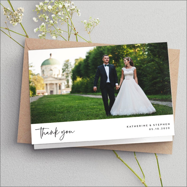 Wedding Thank You Cards Folded Wedding Thank You Card Etsy