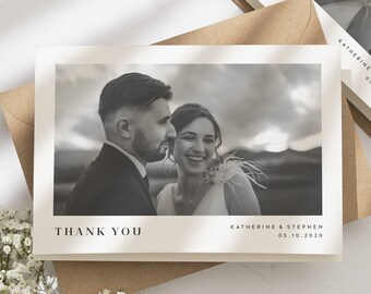 Wedding Thank You Cards With Photo, Thank You Cards For Wedding, Wedding Thankyou, Thank You Wedding Card, Folded Wedding Card With Envelope