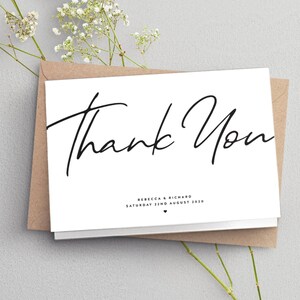 Simple Folded Thank You Card Folded Thank You Cards Modern Thank You #094 Wedding Thank You Card Personalised Thank You Cards