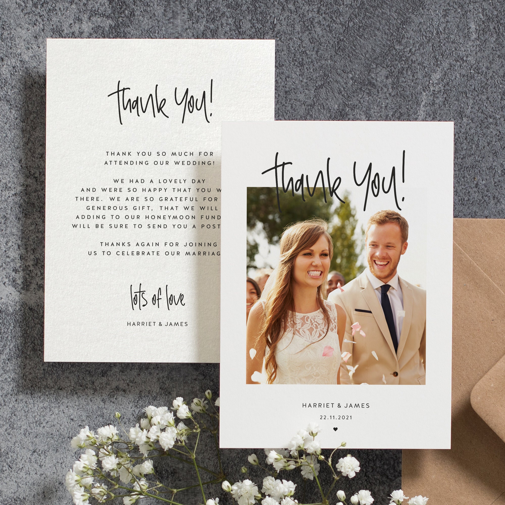 Wedding Thank You Card Template Digital Download Printable 