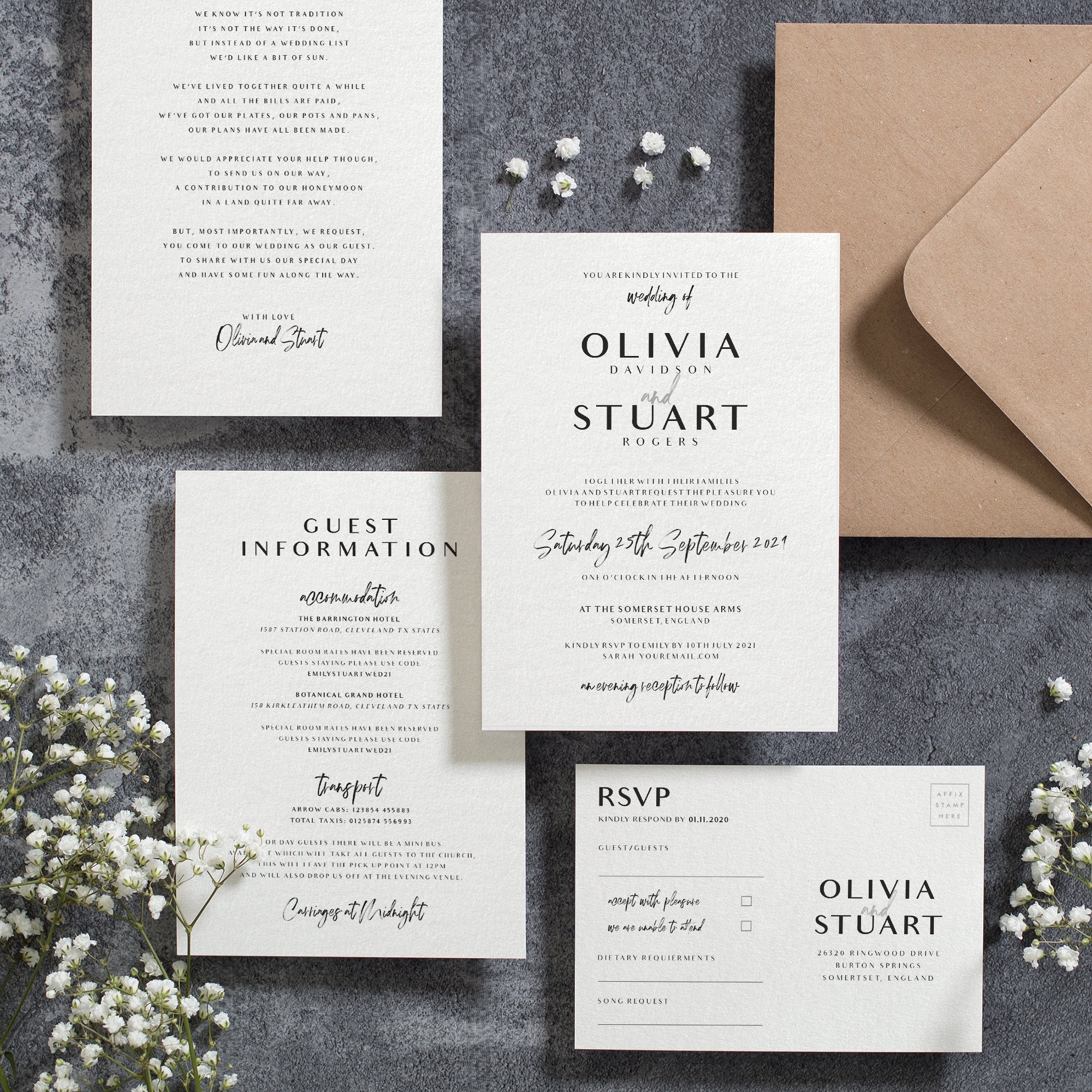 Invitations & Announcements Corner Floral Wedding Template Collection