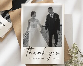 Black And White Wedding Thank You Cards, Thank You Cards Wedding, Wedding Thank You, Thank You Wedding Card, Folded Wedding Card With Photo