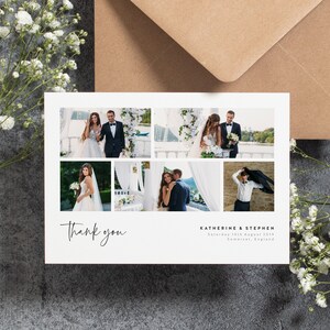 Wedding Thank You Card With Photos, Thank You Wedding Photo Card, Thank You Card, Personalised Thank You Cards, Thank You Photo Card #087