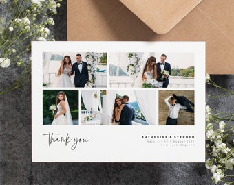 Wedding Thank You Card With Photos, Thank You Wedding Photo Card, Thank You Card, Personalised Thank You Cards, Thank You Photo Card #087