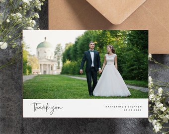 Wedding Thank You Card With Photo, Thank You Wedding Cards, Thank You Card Wedding, Personalised Thank You Cards, Thank You Photo Card #087
