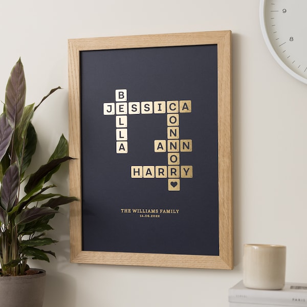 Personalised Family Scrabble Print, Scrabble Family Name Print, Custom Scrabble Frame Family Letter Print, Family Names, Personalised Print