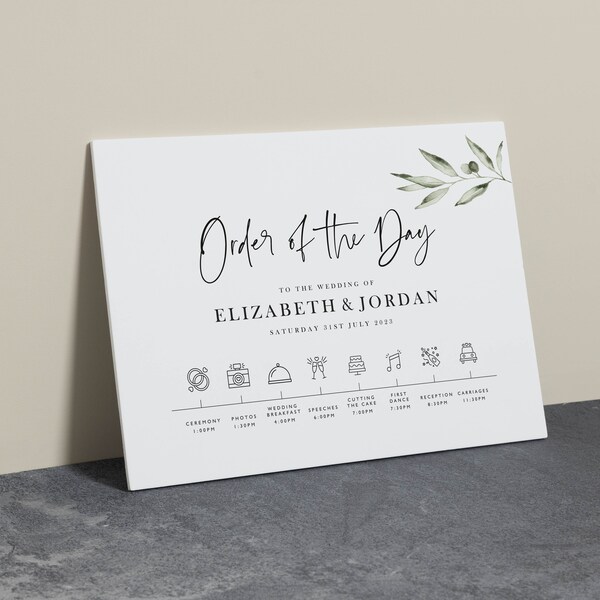 Wedding Day Timeline Etsy UK