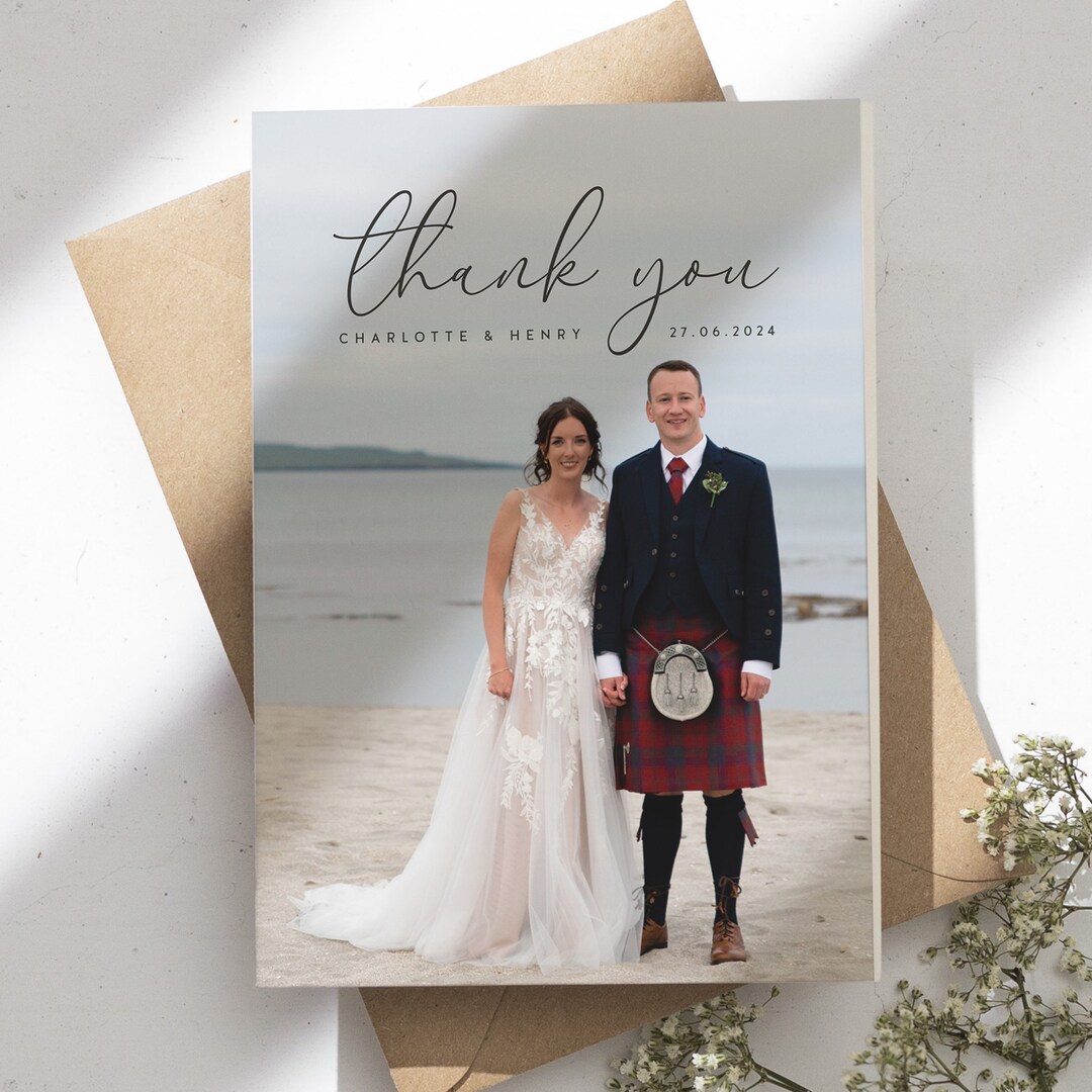 Simple Wedding Thank You Cards Folded Wedding Card With - Etsy