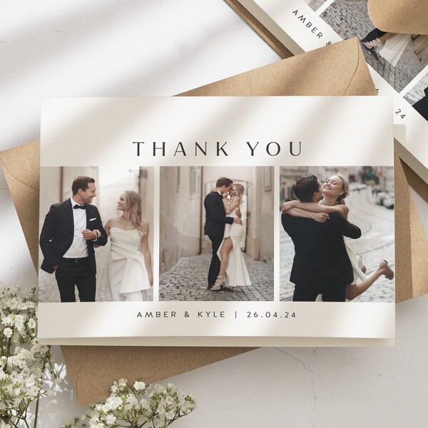Wedding Photo Thank You Cards, Thank You Cards Wedding, Wedding Thank You, Thank You Wedding Card, Folded Wedding Card With Photo