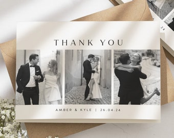 Black And White Thank You Cards Wedding, Wedding Photo Thank You Cards, Wedding Thankyou, Thank You Wedding Card, Folded Photo Wedding Card