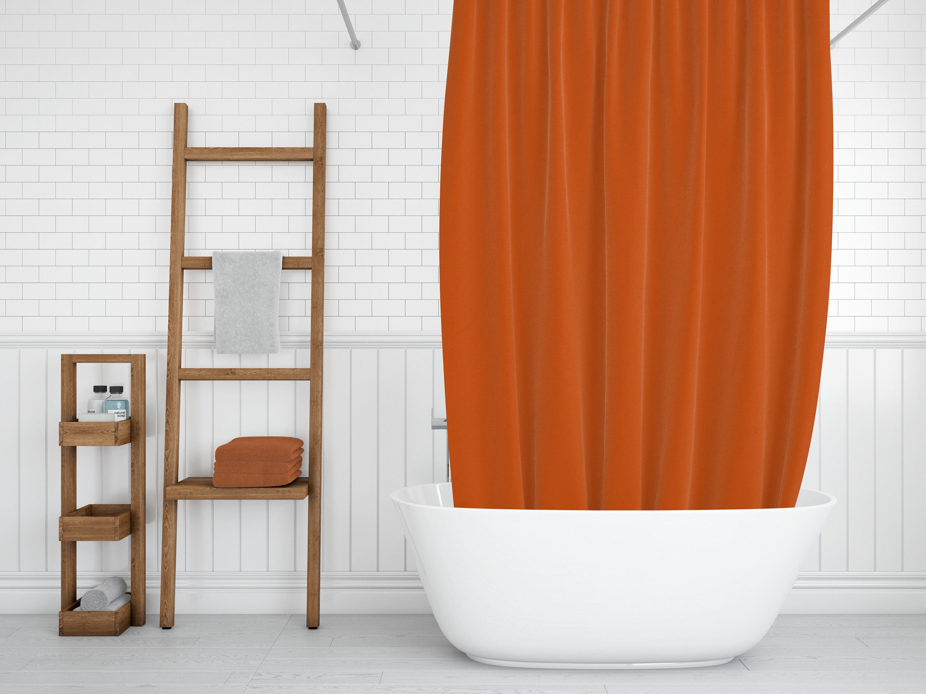 Solid Orange Shower Curtain Rust Orange Shower Curtain Solid Etsy