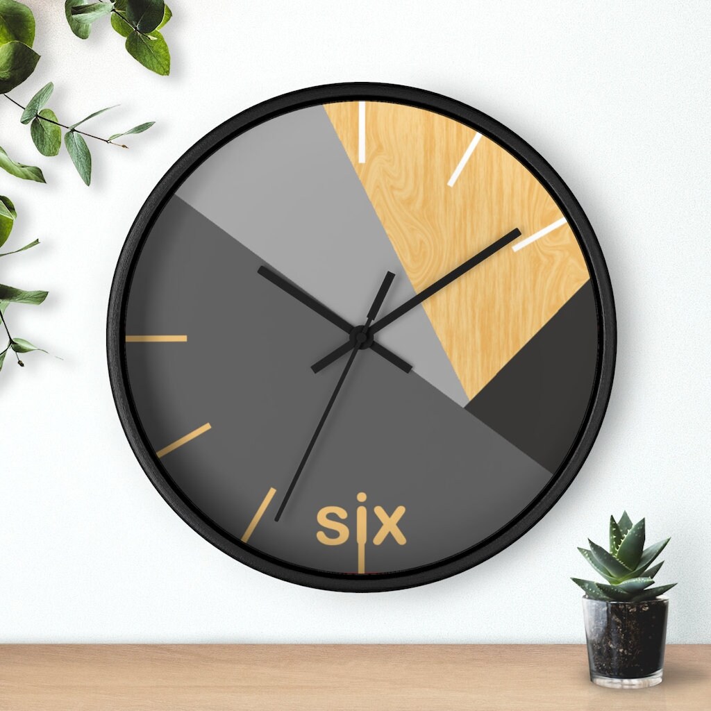 Pale gray and dark gray wall clock Geometric wall clock gray Etsy