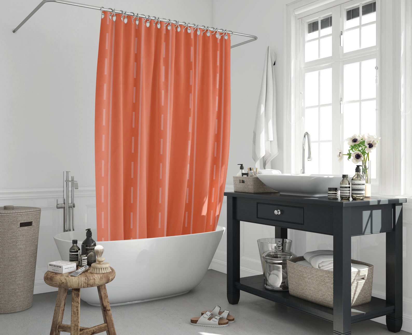 Boho Shower Curtain Flesh Ochre Terracotta Bathroom Decor Boho Etsy