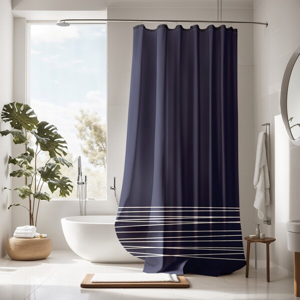 Navy Shower Curtain Etsy