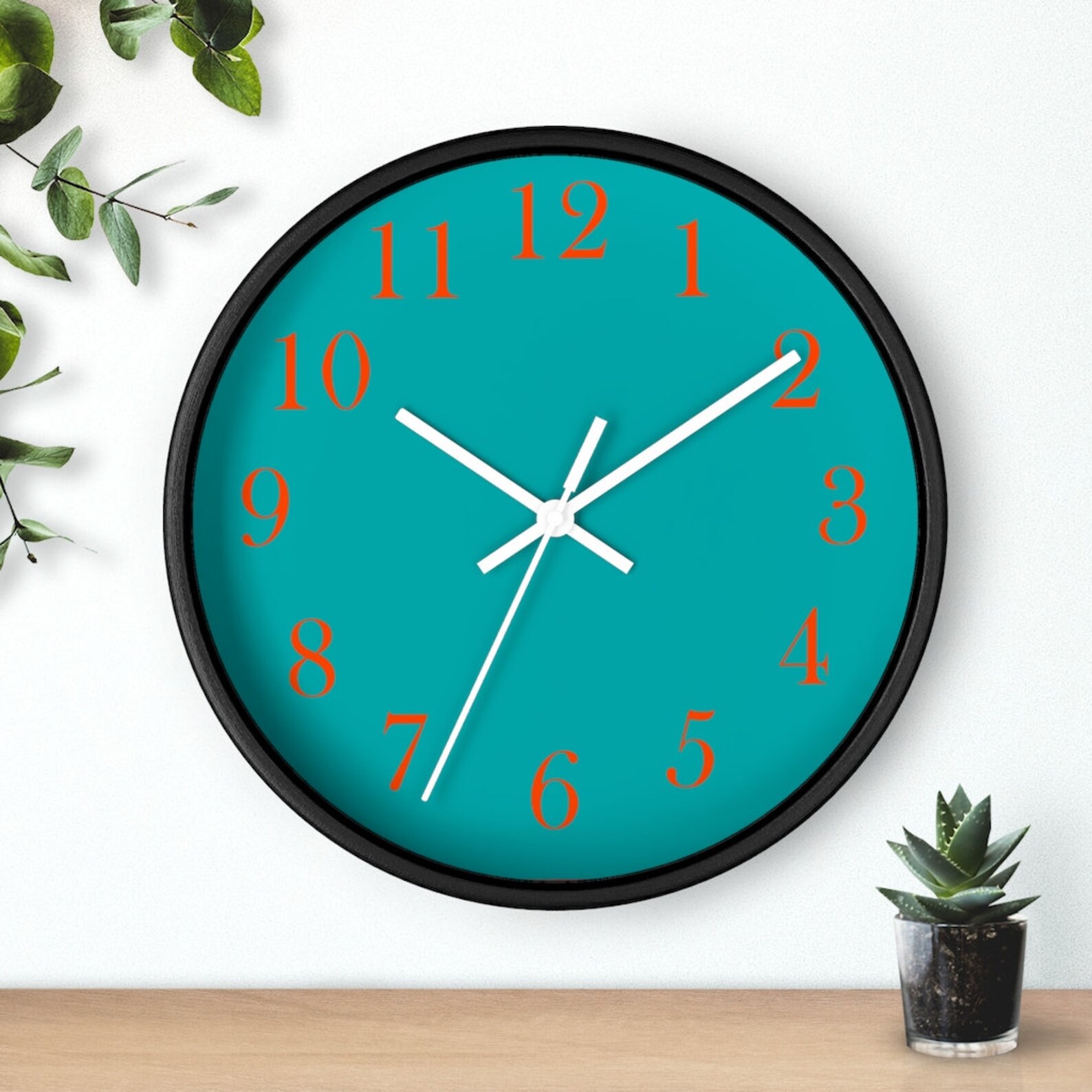 Deep Turquoise Wall Clock Minimal Wooden Clock Turquoise and Etsy