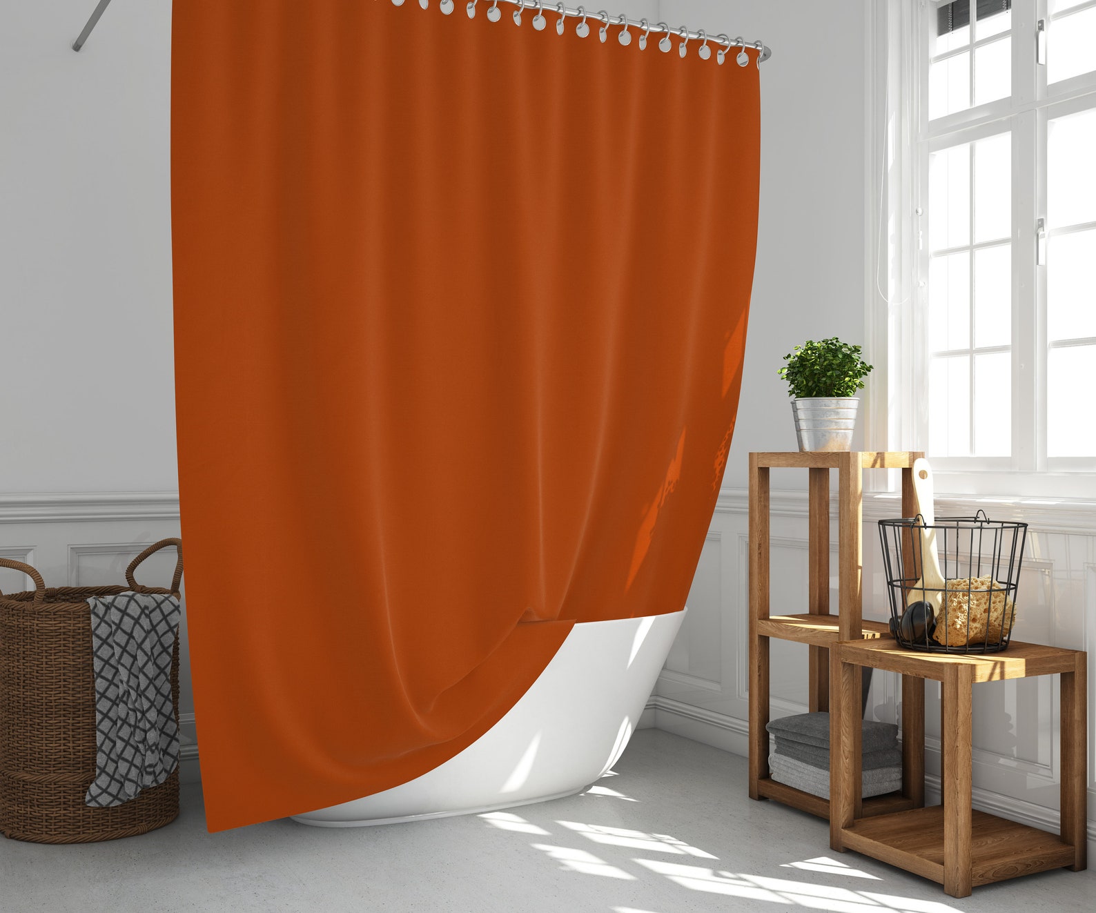Solid Orange Shower Curtain Rust Orange Shower Curtain Solid Etsy