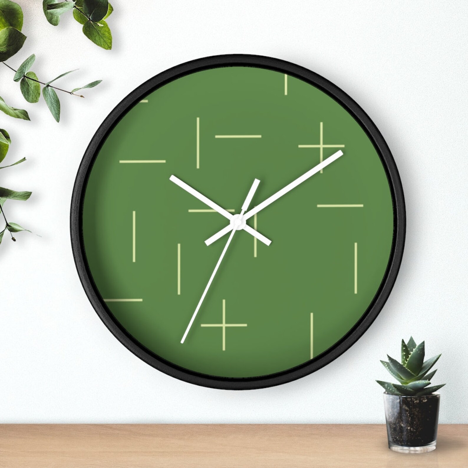 Green Wall Clock Emerald Green wood décor Modern round clock Etsy
